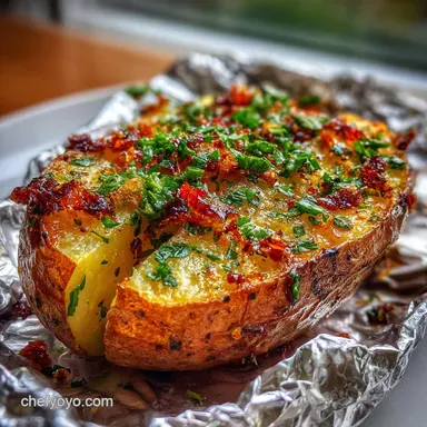 Baked Potato in Oven Wrapped in Foil with Garlic Recipe Card