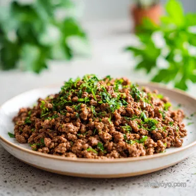 Ground Beef Recipe with Garlic and Herbs for 4 Servings Recipe Card