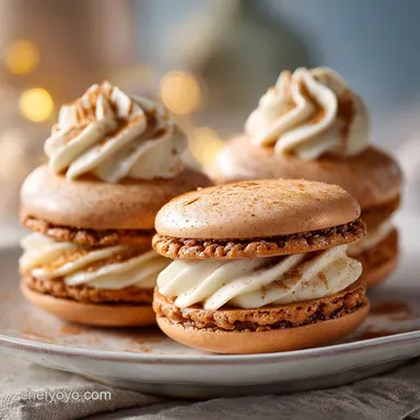 Christmas Macarons Mastering Gingerbread Shells White Chocolate Filling Recipe Card