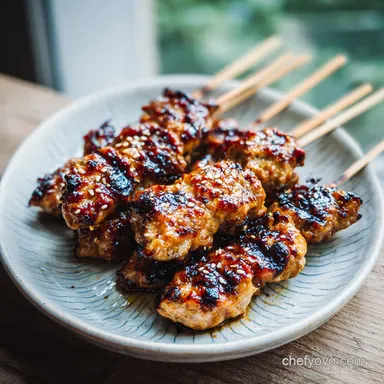 Grilled Japanese Chicken Meatball Tsukune with Sweet Soy Glaze Recipe