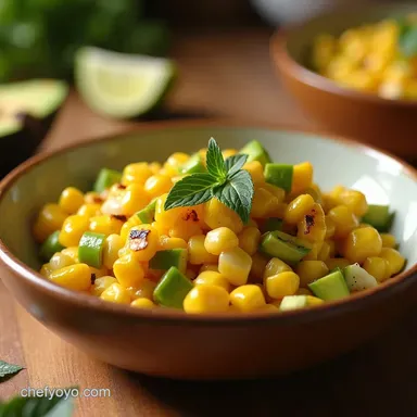 Sunshine in a Bowl Grilled Corn Avocado Summer Cookout Side Dish Recipe Card