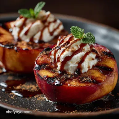 Light Luxurious Grilled Peaches with Cinnamon Honey Ricotta Recipe Card