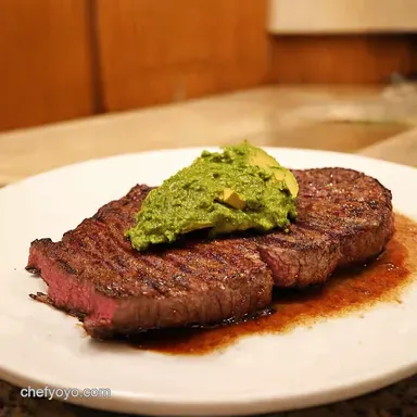 Grilled Skirt Steak with Avocado Chimichurri Easy Dinner Recipe Card