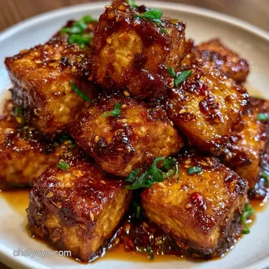 Crispy Healthy Soy Garlic Tofu Recipe Card