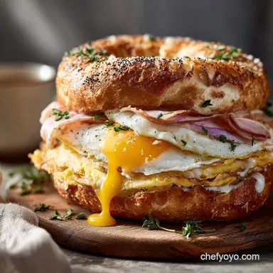 Egg Sandwich on a Homemade Bagel: Ultimate Fluffy Omelette Stack