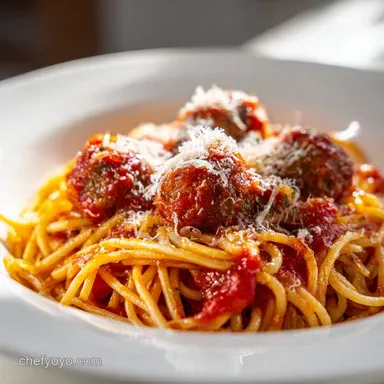 Spaghetti and Meatballs for 8 Servings Recipe Card