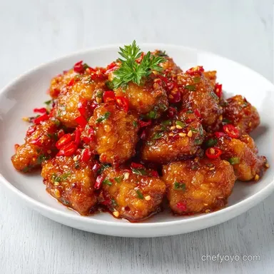 Honey Garlic Red Pepper Chicken: Sticky Recipe Card