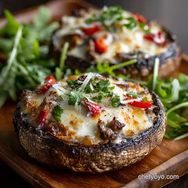 Philly Cheesesteak Stuffed Portobello Mushrooms The LowCarb Legend Recipe Card