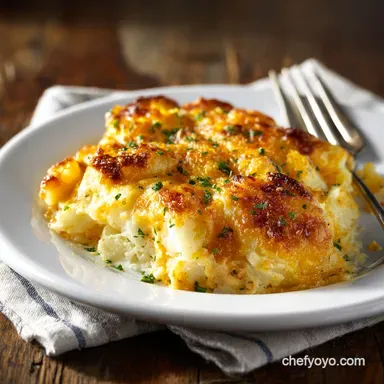 The Proper LightenedUp Cheesy Potato Casserole High Protein Comfort Food Recipe Card