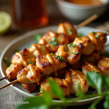 Low Syn Chicken Satay Skewers with Speedy Peanut Drizzle Recipe Card