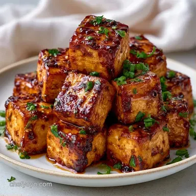 Crispy Baked Marinated Tofu Cubes Recipe Card