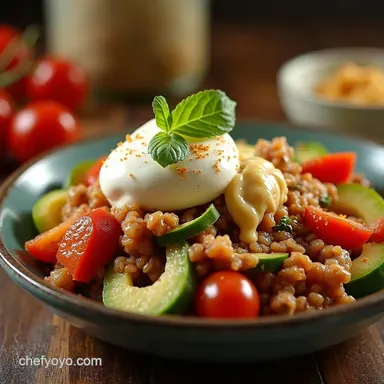 Mediterranean Power Bowl Honey Ricotta My Dessert Healthy Dinner Recipe Card