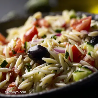 Mediterranean Pasta Salad Recipe My Orzo Delight Recipe Card