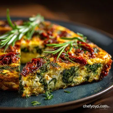 30Minute Easy Frittata Spinach Feta SunDried Tomato Recipe Card