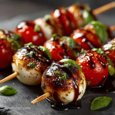 Easy Party Appetizers Mini Caprese Skewers Recipe Recipe Card