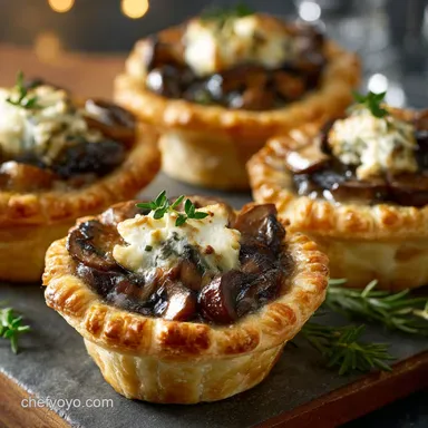 Mini Wild Mushroom and Goat Cheese Pies: Flaky, Rustic Savory Pie Bites Recipe Card