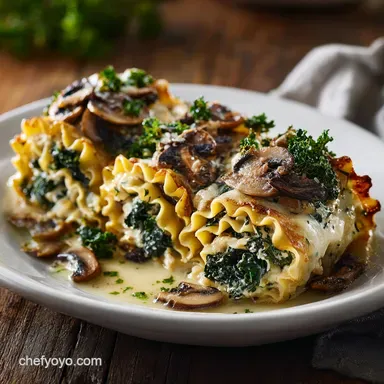 Mushroom Kale Lasagna Rolls: Elegant Vegetarian Dinner Upgrade Recipe Card