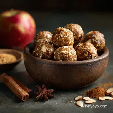 15Minute NoBake Cinnamon Apple Energy Bites Vegan Option Recipe Card