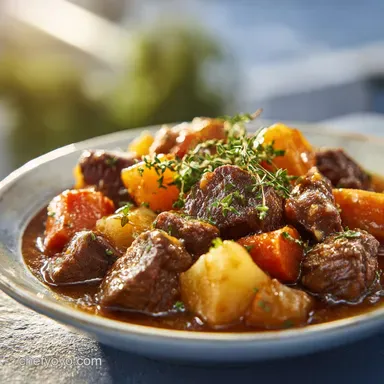 Old Fashioned Dutch Oven Recipe with Beef Stew for 6 Servings Recipe Card