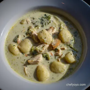 Olive Garden Chicken and Gnocchi Creamy Soup Copycat Recipe Card