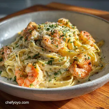 Shrimp Fettuccine Alfredo: One-Pot, Ready in 30 Min Recipe Card