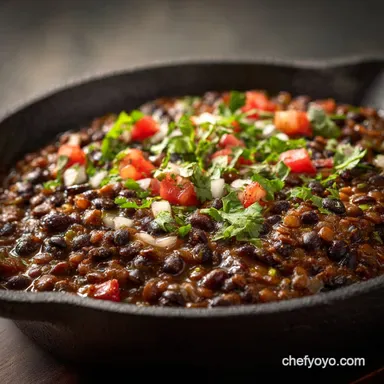 One Pot Cheesy Mexican Lentils Black Beans and Ric Recipe Card