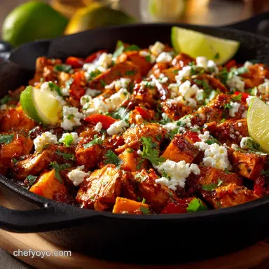 Speedy Mexican Chicken Sweet Potato Skillet OnePan Dinner Recipe Card