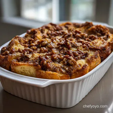 French Toast Casserole Recipe: Overnight Pecan Bake Recipe Card