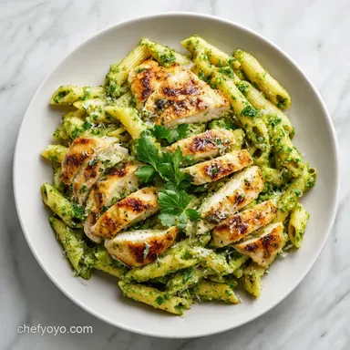 Pesto Chicken Pasta in 30 Minutes Recipe Card