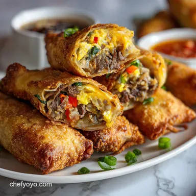 Philly Cheesesteak Egg Rolls: Velvety Center Recipe Card