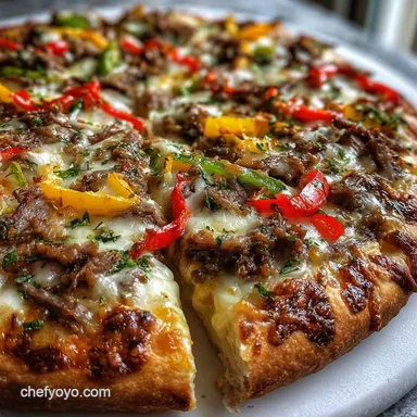 Philly Cheesesteak Pizza Crispy Baked Recipe Recipe Card