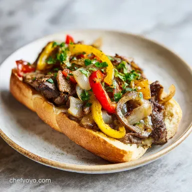 Philly Cheesesteak Recipe 7546830 for 4 Servings Recipe Card