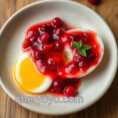 How to Make Silky Poached Egg Yolk & Sweet Cranberry Sauce Recipe Card