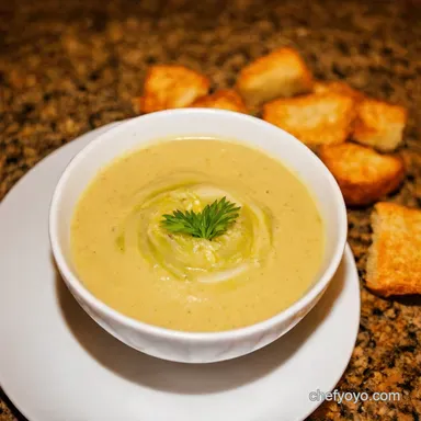 Creamy Potato Leek Soup Crispy Croutons Our Secrets Out Recipe Card