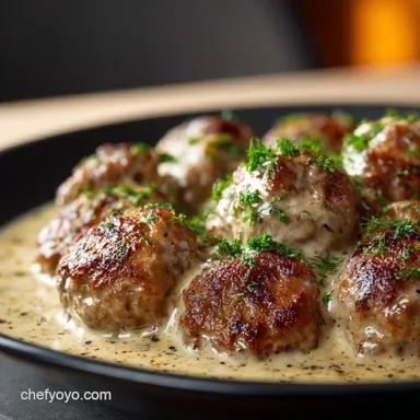Authentic OldSchool Swedish Meatballs with Silky Cream Gravy Recipe Card