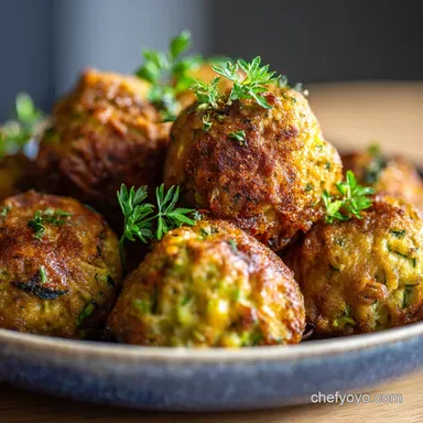 Foolproof Crispy Zucchini Meatballs Recipe Vegetarian Healthy Recipe Card