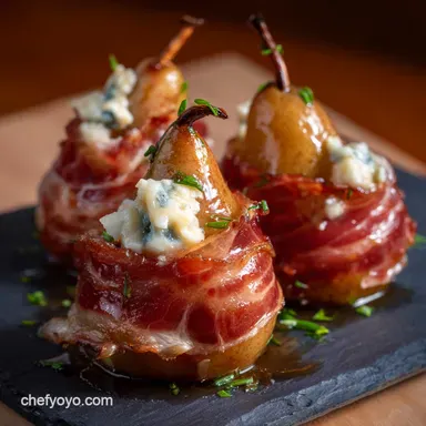 Prosciutto Wrapped Pears with Blue Cheese Sophisticated 20Min Starter Recipe Card