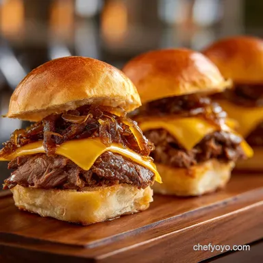Sliders: Pub Classic Beef with Sharp Cheddar and Caramelized Onions