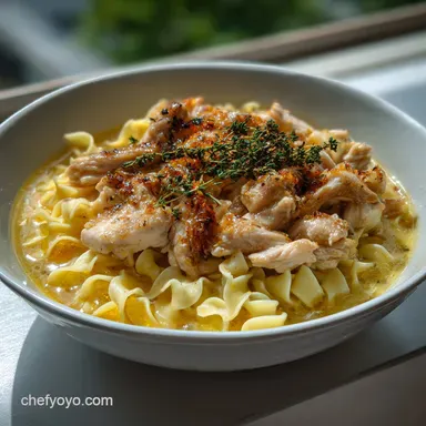 Chicken and Noodles Recipe: Velvety Sauce in 45 Mins Recipe Card
