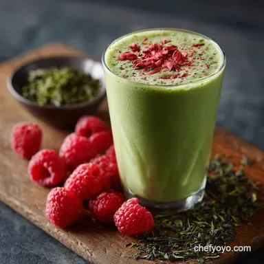 Raspberry Green Tea Smoothie The Healthy Morning Power Drink Recipe Card