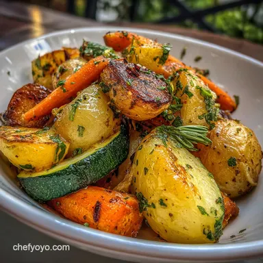 Roasted Potatoes Carrots Zucchini Recipe: Crispy Baked Recipe Card