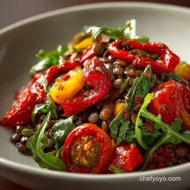 Lentil Salad: French-Style Recipe with Roasted Peppers Lemon Vinaigrette