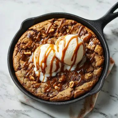 Salted Caramel Skillet Cookie: A Crispy Deep Dish Dessert Recipe Card