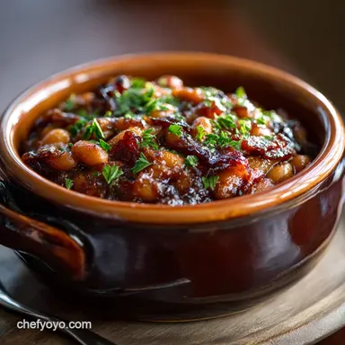 Savory Canned Bean Baked Beans Quick Smoky Pub Grub Recipe Recipe Card