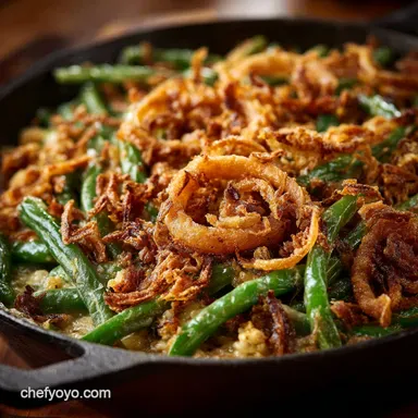 Green Bean Casserole: Scratch-Made with Crispy Shallots Recipe Card