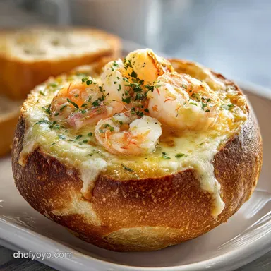 Stuffed Seafood Bread Bowl Recipe for 4 Servings