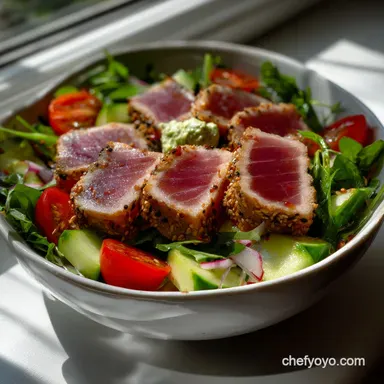 Seared Tuna Salad with Wasabi Butter: 20-Min Meal Recipe Card