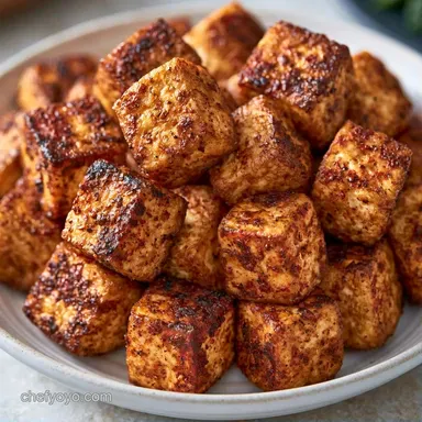 Crispy Seasoned Baked Tofu Cubes Recipe Card