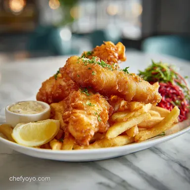 Fish and Chips Recipe for 4 Servings Recipe Card