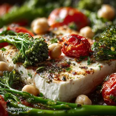 Sheet Pan Feta with Broccolini Tomato and Chickpea: Creamy, Quick Dinner Recipe Card